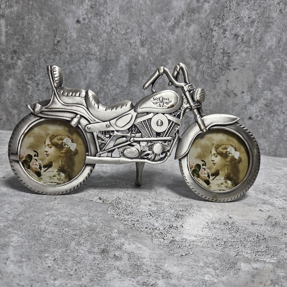Other - Vintage Pewter Motorcycle Picture Frame Collectible Harley Davidson Inspired